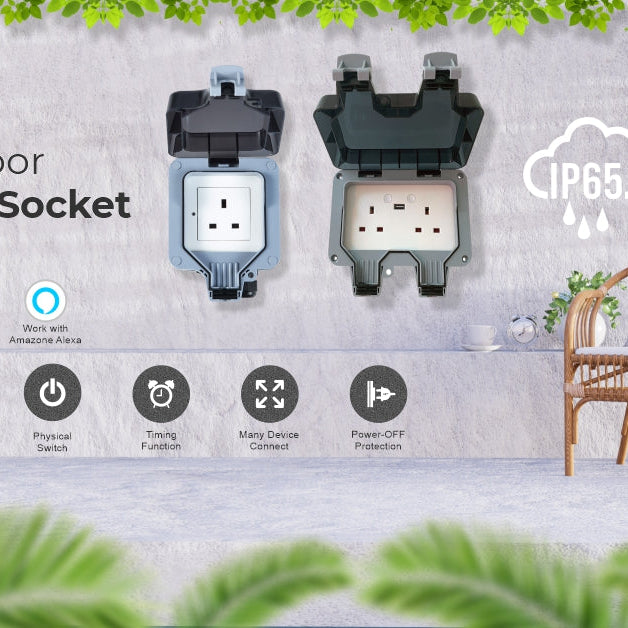 Weatherproof and Waterproof Smart WIFI Enabled Outdoor Socket.