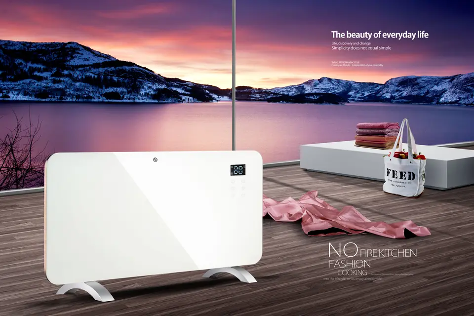 2000W Smart WIFI Electrical Wall Heater | Smart Space Heater Panel with Digital Thermostat & LED Display | The Most Silent Economic & Energy Efficient | Tempered Glass 2000W Heater