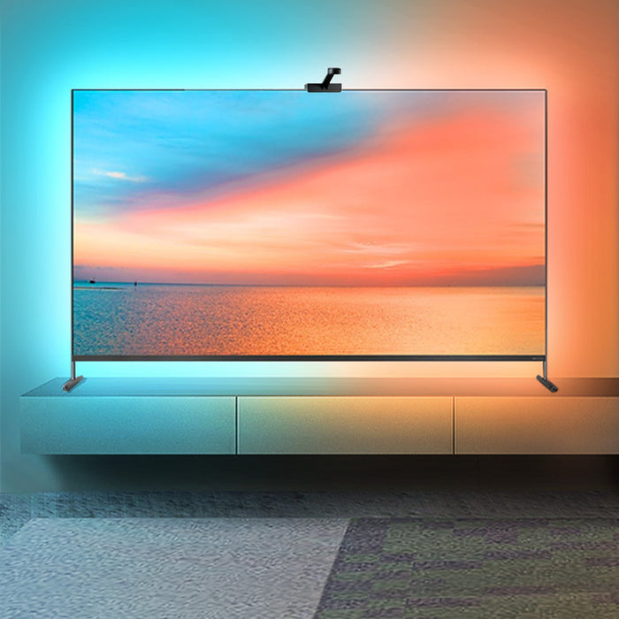 LED TV Backlight with Camera, 3.8M RGBIC LED Strip Light for 55-65 inch TVs, Smart TV Lights with Bluetooth and Wi-Fi Control, Works with Alexa, Music Sync