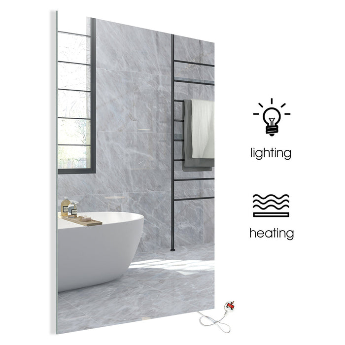 450W Bathroom Mirror Infrared Heater & CCT Changing with Dimmable LED Lights, Plug & Play