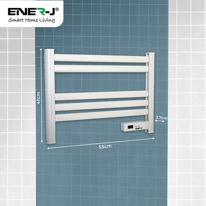 Infrared Heated Towel Rail, Bathroom Wall Mounted 5 Bar Towel Rail Radiator, IP24 Electric Heating Towel Warmer Rack with Timer & LED Display