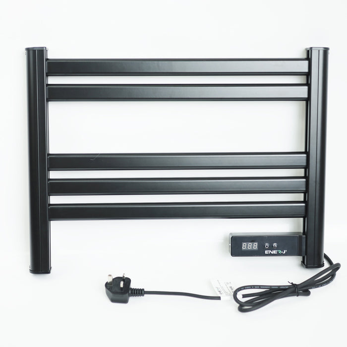 Infrared Heated Towel Rail, Bathroom Wall Mounted 5 Bar Towel Rail Radiator, IP24 Electric Heating Towel Warmer Rack with Timer & LED Display