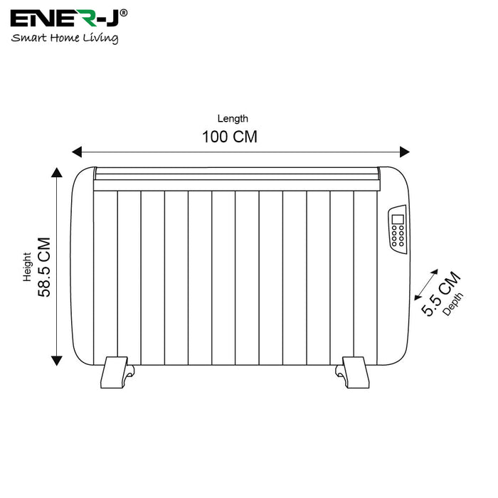 2000W Smart Electric Radiator Heater | LCD Display & Voice Control | 7-Day Timer Function with WIFI | Free Standing or Wall Mountable