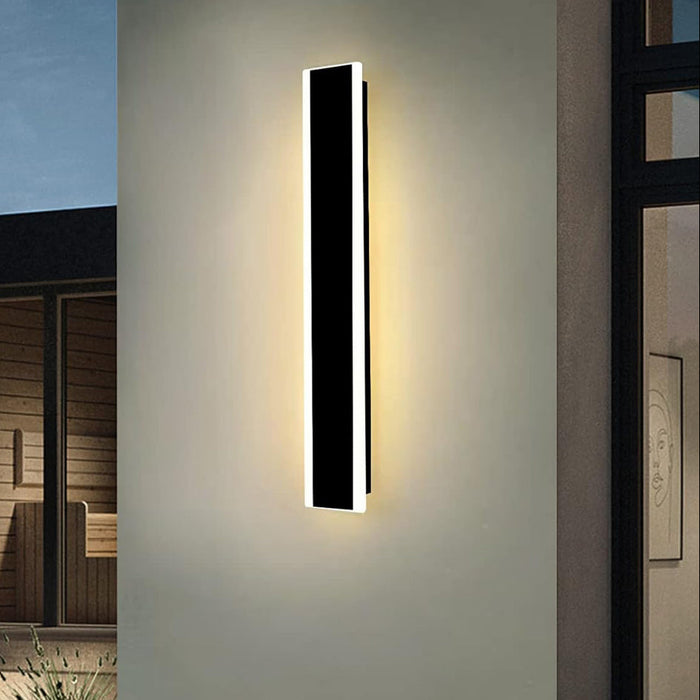 60cm Modern Outdoor LED Wall Light – Matte Black Acrylic Sconce, 12W CCT Adjustable, Remote Dimmable, IP65 Waterproof