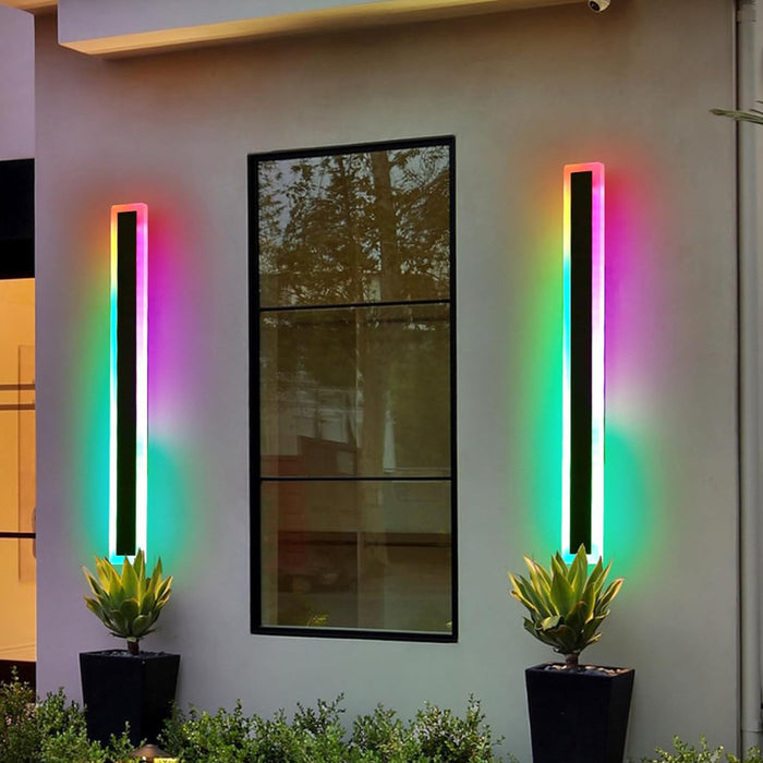 100cm Outdoor RGB LED Wall Light – 24W IP65 Waterproof Modern Black Acrylic Sconce for Garden & Indoor Use
