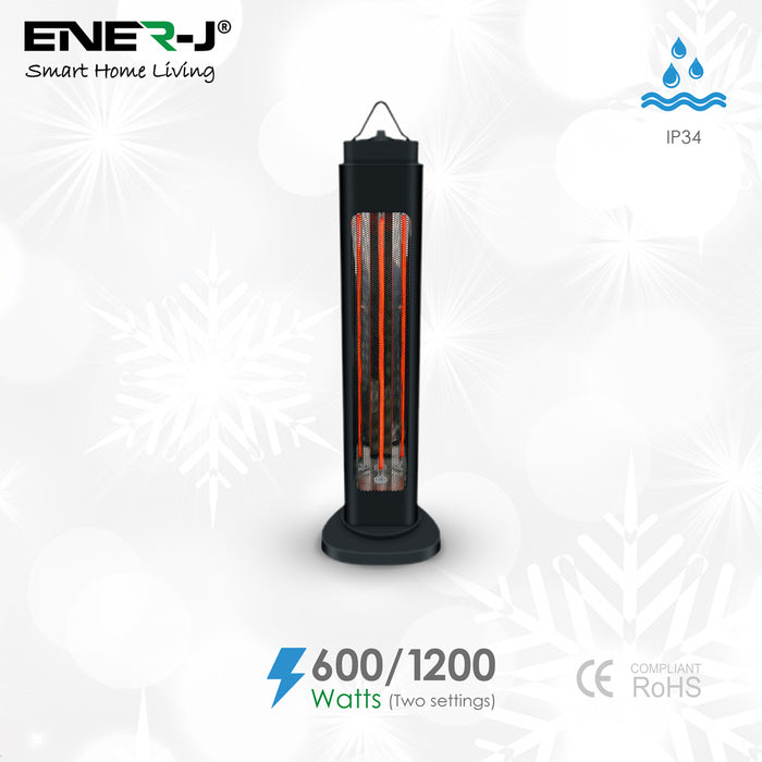 Portable Infrared Heater with Oscillation, Free Standing Radiant Heater, Efficient 600W or 1200W Power (250 x 250 x 835mm)