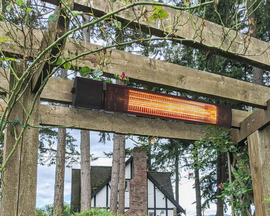 2000W, IP55 Rating, Halogen Patio Heaters Electric Wall Mount Gold Tube with Remote (Silver / Black)