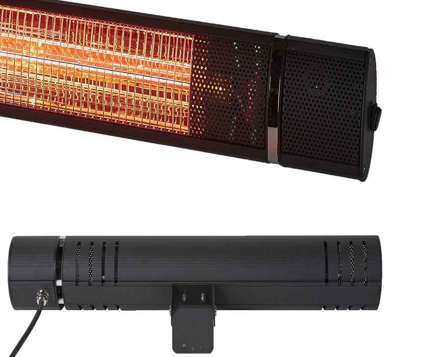 2000W, IP55 Rating, Halogen Patio Heaters Electric Wall Mount Gold Tube with Remote (Silver / Black)