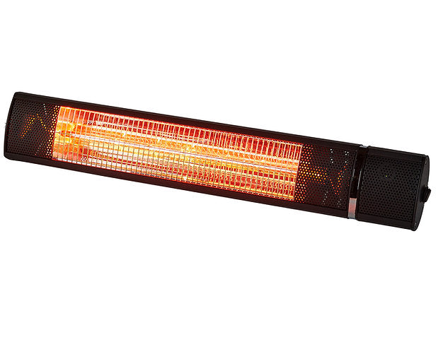 2000W, IP55 Rating, Halogen Patio Heaters Electric Wall Mount Gold Tube with Remote (Silver / Black)