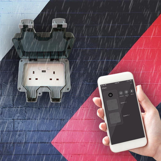 Smart WiFi Weatherproof Double Socket With USB - Olectrical