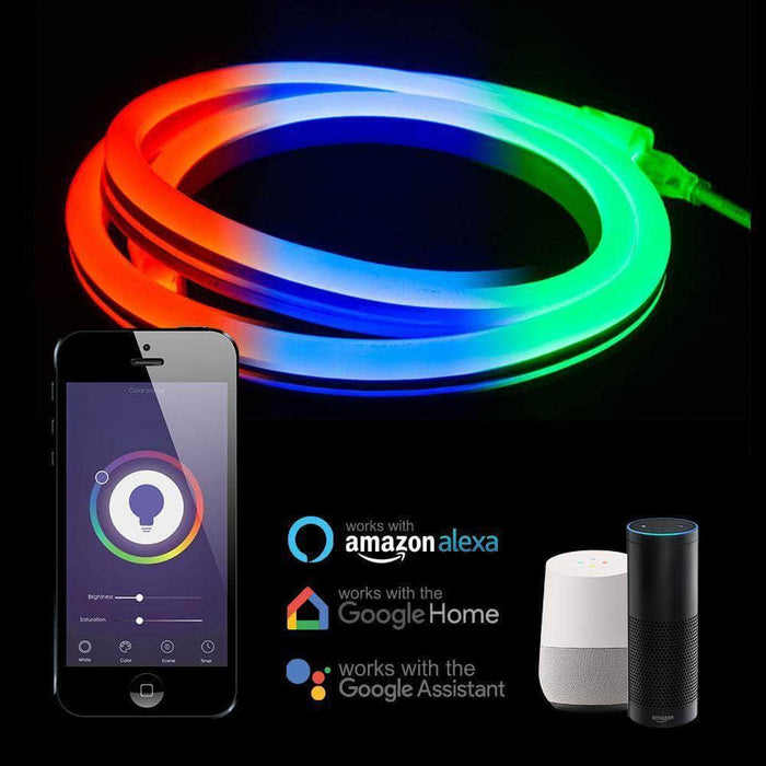 Smart WiFi 3meter RGB LED Neon Flex Kit Strip Lights, APP Control and Google Assistant Compatible, Colour-Changing With Music For Parties And Bedroom