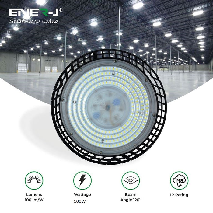 LED High Bay Light 100w, 14000 Lumens 4000K IP65 0-10V Dimmable UFO Lighting for Warehouse, Industrial, Factory, Commercial Usage