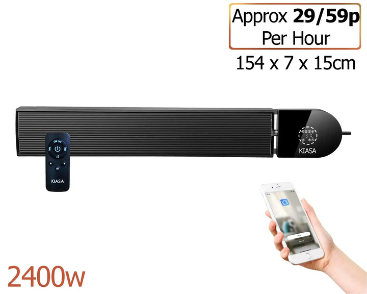 Smart Wi-Fi Far Infrared Heater Bar – 1200 W / 1800 W / 2400 W | Remote & App Controlled | Weekly Timer