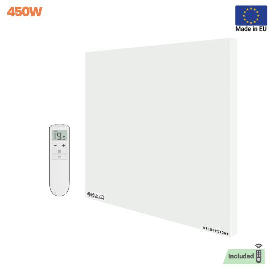 Prime 450W Infrared Panel Heater – Wall or Ceiling Mounted Frameless IR Heater (Optional Thermostat & Remote)