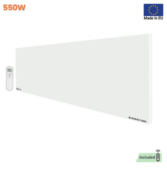 Prime 550W Infrared Panel Heater – Wall or Ceiling Mounted Frameless IR Heater (Optional Thermostat & Remote)
