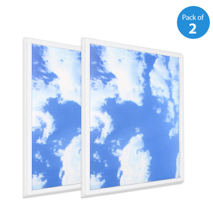 40W SKY LED 2D Ceiling Panel 60x60cms, Set of 2 Ultra Thin LED Panels, for Waiting Area, Hallway, Office and Home, Colour Temperature 6000k