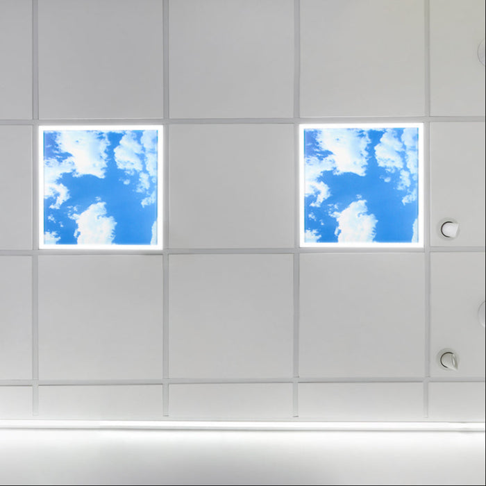 40W SKY LED 2D Ceiling Panel 60x60cms, Set of 2 Ultra Thin LED Panels, for Waiting Area, Hallway, Office and Home, Colour Temperature 6000k