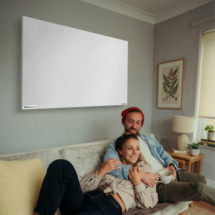 Prime 1100W Infrared Panel Heater – Wall or Ceiling Mounted Frameless IR Heater (Optional Thermostat & Remote)