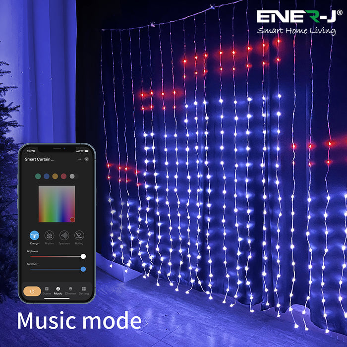 Smart Curtain Lights 2X2m of 400LEDs, remote include, APP & Voice Control