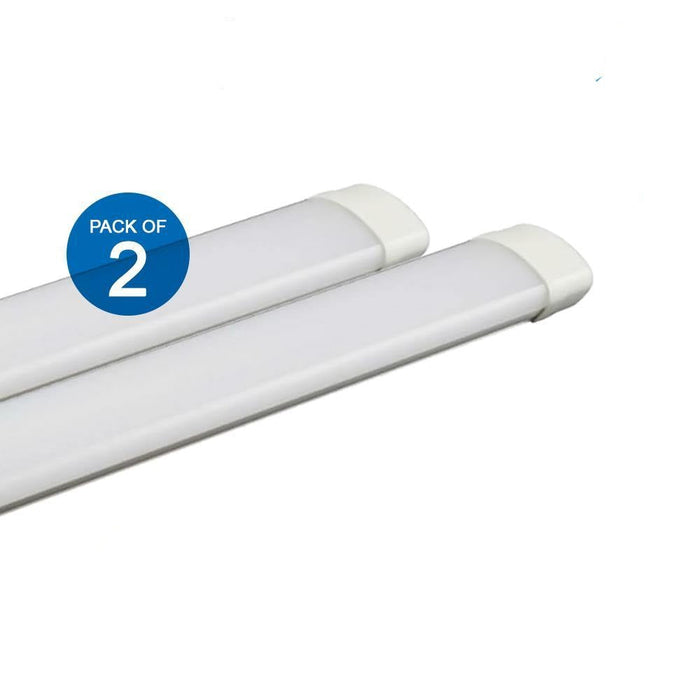 Pack of 2 18W LED Triproof Batten Tube Lights, 60cms, 6000K, IP65 Waterproof, No UV and IR Radiation, Super Bright Tube Light for Kitchen, Living Room, Bathroom, Office