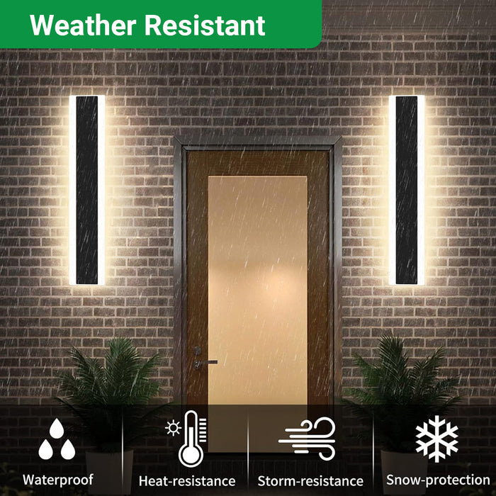 12W Outdoor LED Wall Light – CCT Adjustable & Dimmable via Remote, 60x8cm Matte Black, IP65 Waterproof Acrylic Sconce
