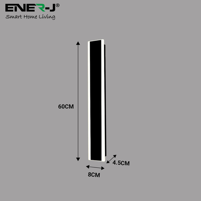 12W Outdoor LED Wall Light – CCT Adjustable & Dimmable via Remote, 60x8cm Matte Black, IP65 Waterproof Acrylic Sconce