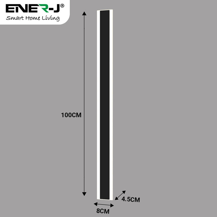 Modern Outdoor LED Wall Light – 24W Warm White, IP65 Waterproof, Matte Black, 100cm Sleek Wall-Mounted Fixture for Garden & Patio