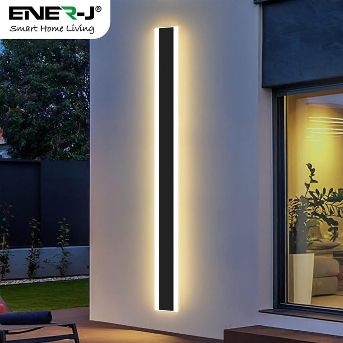 120cm Modern Outdoor LED Wall Light – Sleek Matte Black Acrylic Fixture, 24W Warm White, IP65 Waterproof for Garden & Patio
