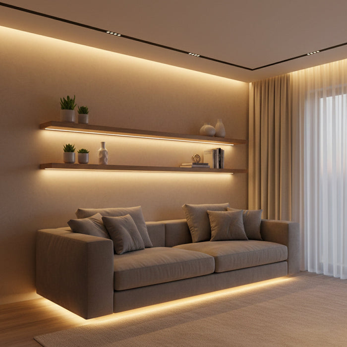 30 Meters 24V Silicon Neon Strip | Includes 30pcs Clips & 5 connector cable | Size: 10x10mm, IP65 | Warm White