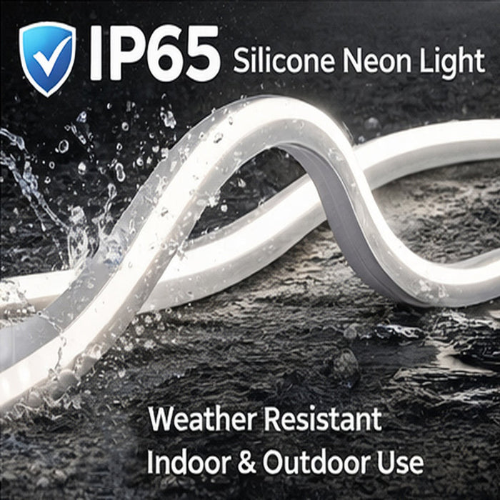30 Meters 24V Silicon Neon Strip | Includes 30pcs Clips & 5 connector cable | Size: 10x10mm, IP65 | White