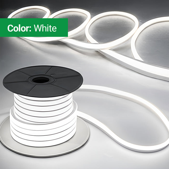 30 Meters 24V Silicon Neon Strip | Includes 30pcs Clips & 5 connector cable | Size: 10x10mm, IP65 | White
