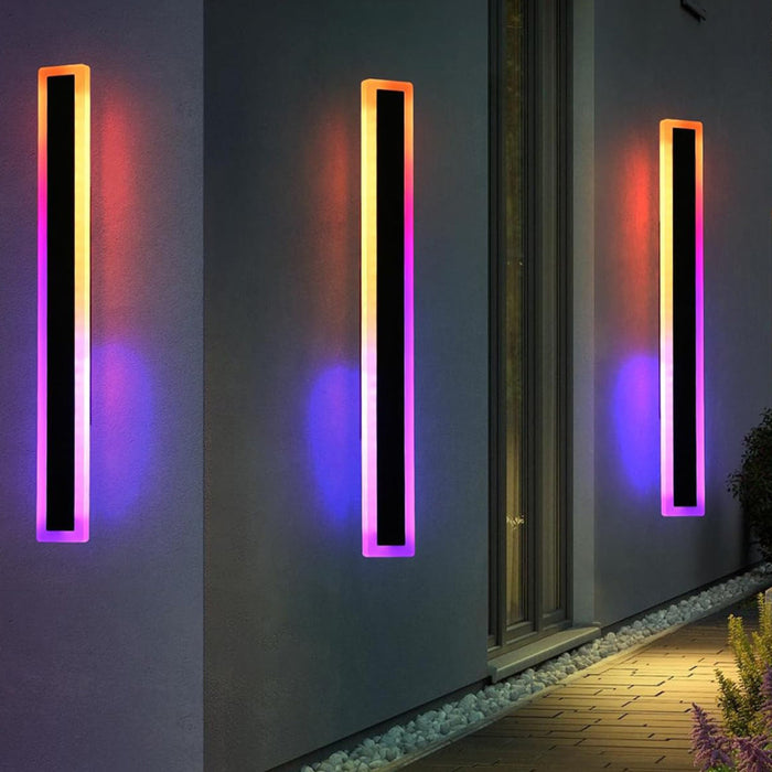 60cm Outdoor LED Wall Light – 12W RGB IP65 Waterproof Acrylic Sconce, Matte Black Modern Design