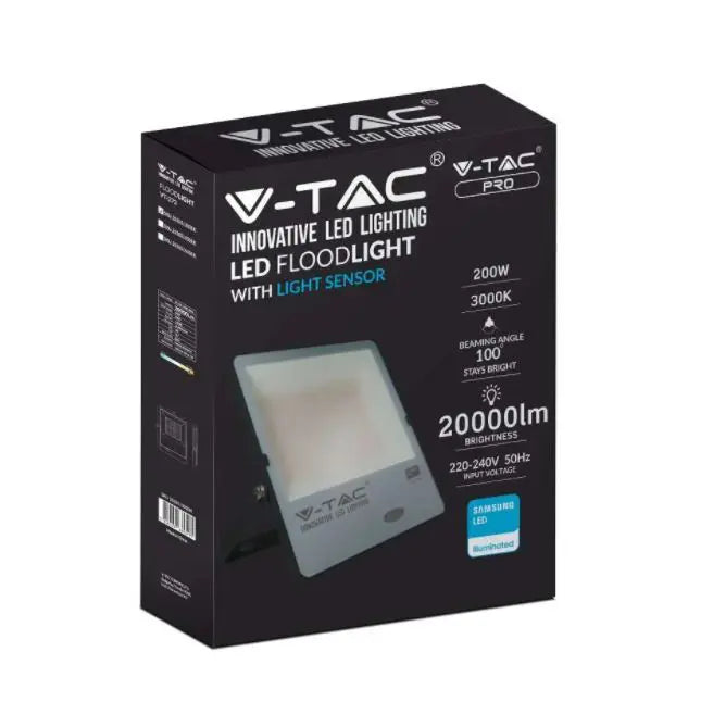200W LED Floodlight with Light Sensor Samsung Chip IP65 Daylight, Cool White and Warm White