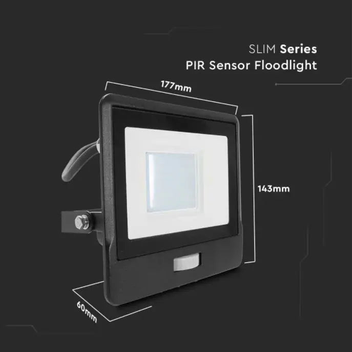 30W LED Floodlight PIR Sensor SMD Samsung Chip 3000k 4000k 6500k White And Black