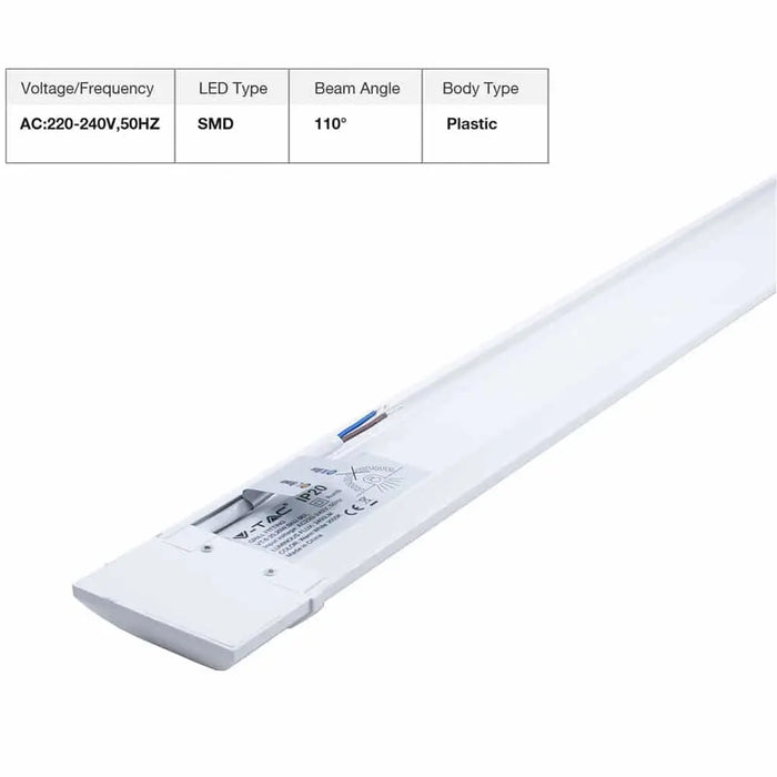 40W 4FT LED Batten Lights 120cm Slim Durable Prismatic Fitting VTAC
