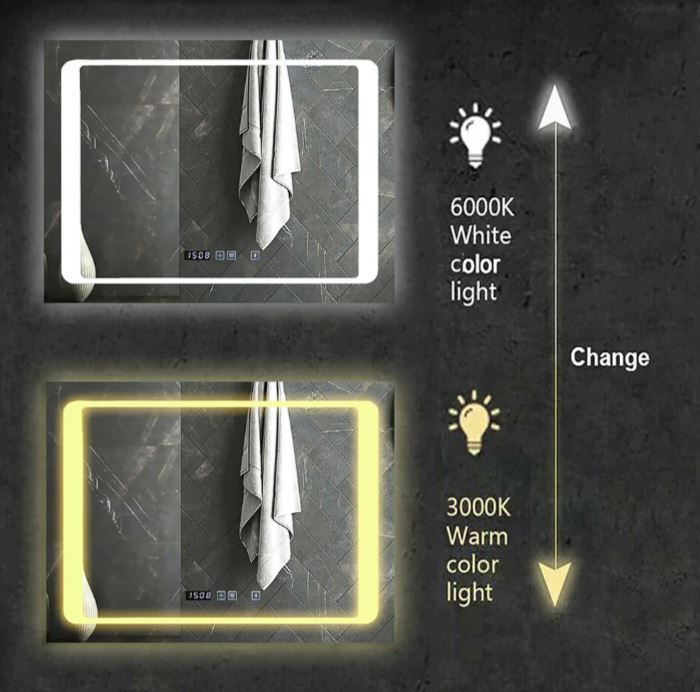 800 X 600 MM Bathroom Mirror with Bluetooth Speaker & Concealed Heated Demister