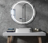 Load image into Gallery viewer, 70 cms Round Bathroom Mirror with Bluetooth Speaker, LED Lights Illuminated