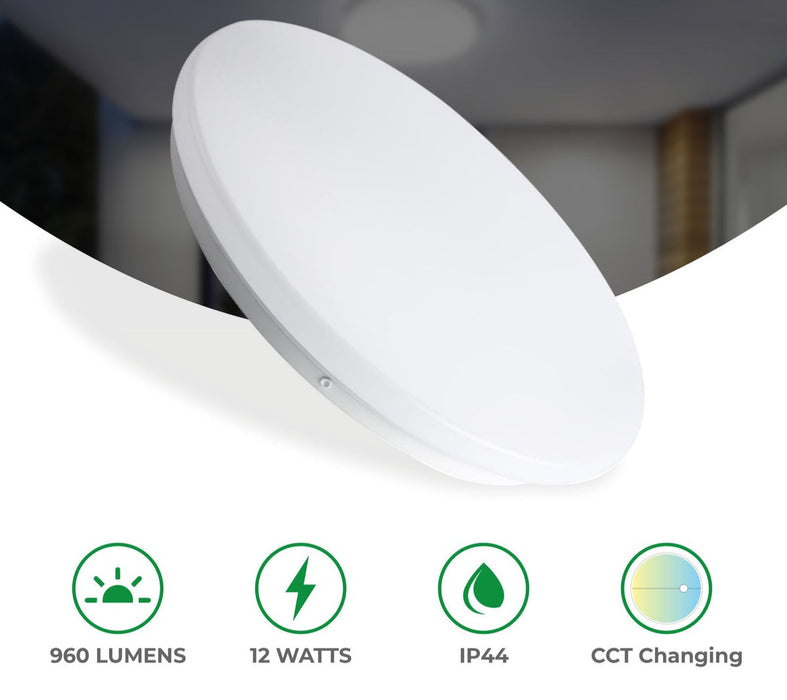 Circular Ceiling Light With Microwave Sensor 960Lm CCT CHANGEABLE 55mm Thickness IP44 With Quick Connector