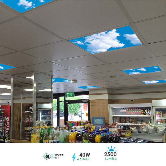 LED Sky Panel Cloud Ceiling Light Panel 2D Version, Set of 4 600 x 600 Ceiling Lights LED Light Panel, 40W, 2 yrs warranty