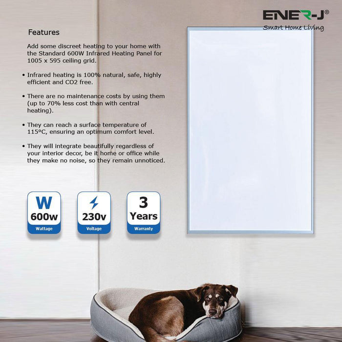 Electric Panel Heater Infrared 600 Watts with Wireless Thermostat Remote - Olectrical