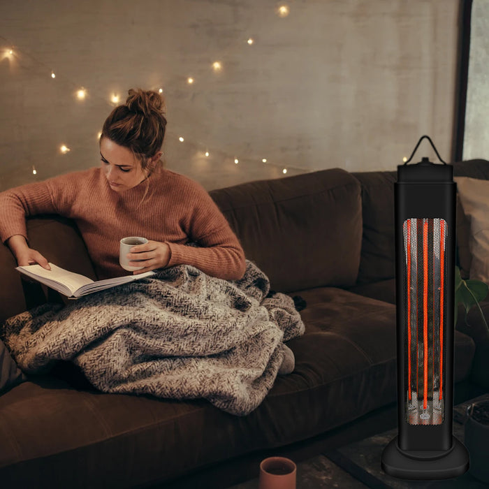 Portable Infrared Heater with Oscillation, Free Standing Radiant Heater, Efficient 600W or 1200W Power (250 x 250 x 835mm)