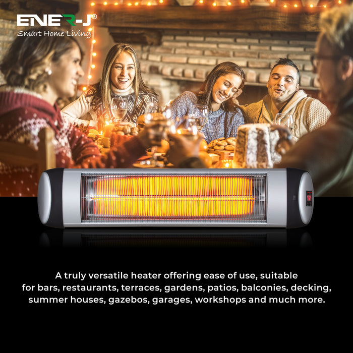 2000W Wall Mounted Patio Heater with Quartz Tube with 3 Heat Setting 750W, 1500W & 2000W, IP34 Rating