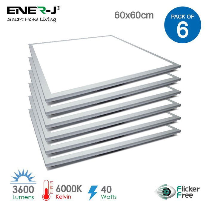 Pack of 6 LED Ceiling Light 600X600 LED Panel Tile | Slim Edgelit Panel | 6000K