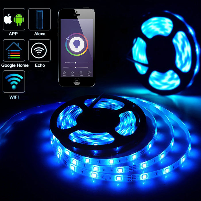LED Strips Lights Wi-Fi APP Controlled Waterproof Light Strip Kit SMD 5050 LED Lights 5 meters, Sync to Music, Compatible with Alexa, Google Home