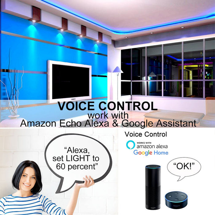 LED Strips Lights Wi-Fi APP Controlled Waterproof Light Strip Kit SMD 5050 LED Lights 5 meters, Sync to Music, Compatible with Alexa, Google Home