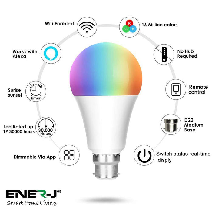 Smart WiFi Colour Changing LED Bulb 9W ( PACK OF 3 ) - Olectrical