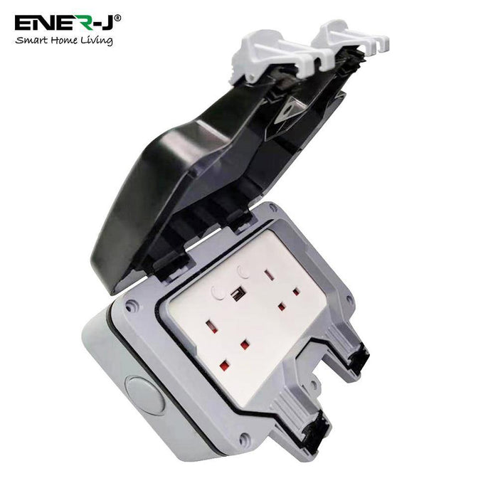 Smart WiFi Weatherproof Double Socket With USB - Olectrical