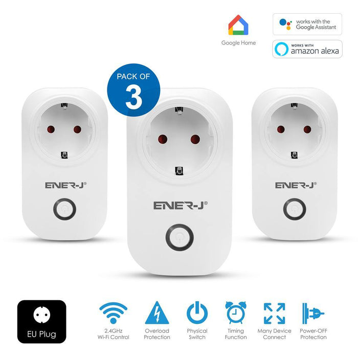 WiFi Smart Plugs With Energy Monitor, 16A EURO Plug (Pack of 3) - Olectrical