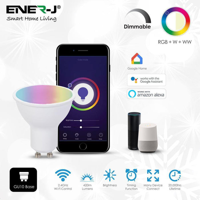 5W GU10 Wifi Smart Light LED Bulb, RGB White Warm White Color Changing Mood Light, 5W Equal to 50W Spot Bulbs Dimmable  (3 Pack) - Olectrical