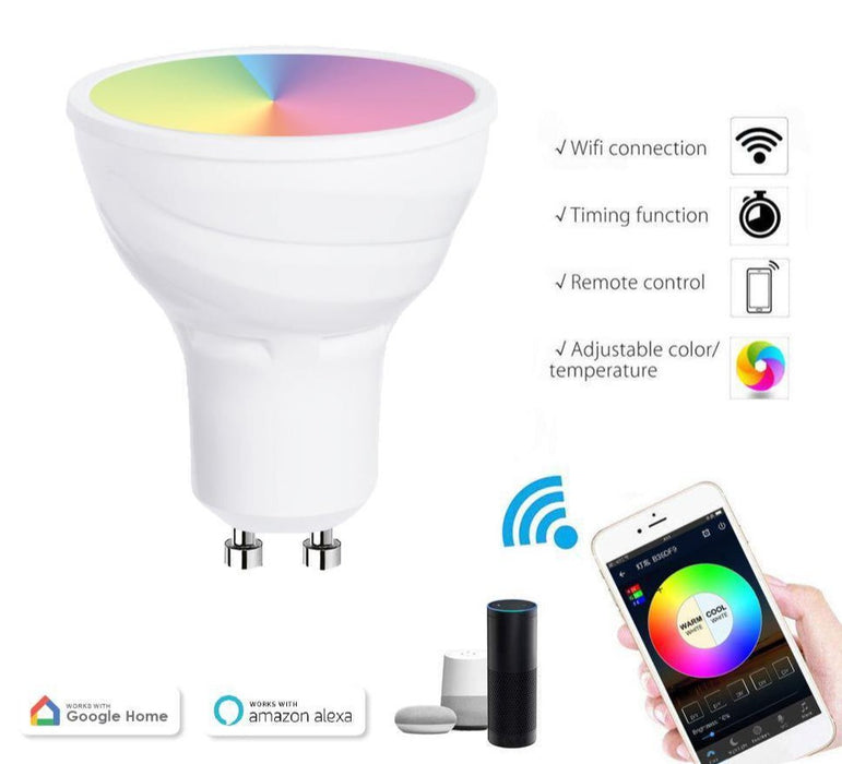 5W GU10 Wifi Smart Light LED Bulb, RGB White Warm White Color Changing Mood Light, 5W Equal to 50W Spot Bulbs Dimmable  (3 Pack) - Olectrical